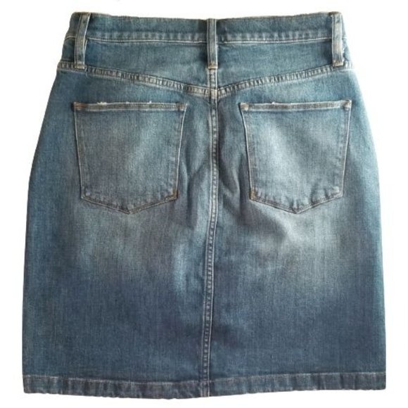 J Crew Stretch Denim Button Front Straight Jean Skirt 29 - Picture 4 of 7